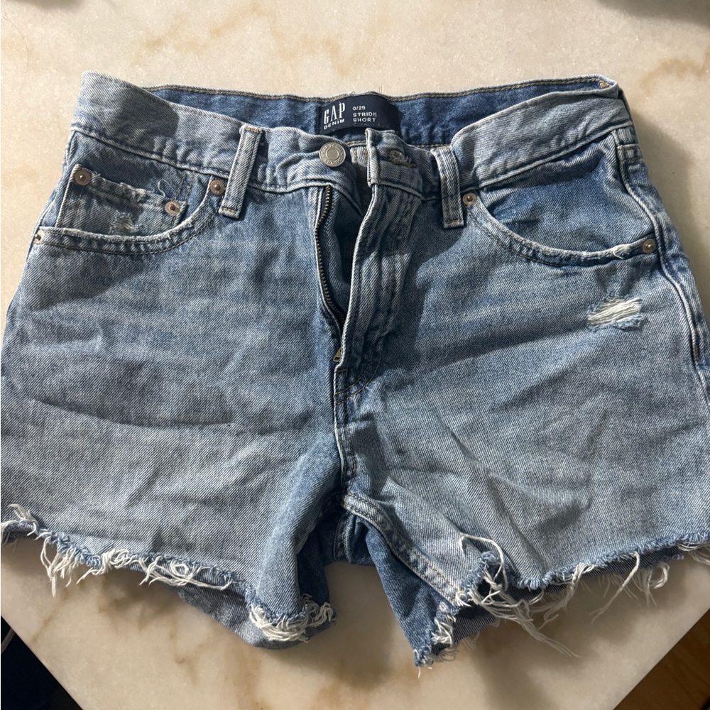 GAP Women's Light Blue Distressed Jean Shorts
